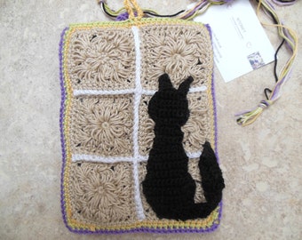 Kindle Case, Crochet Kindle Sleeve With Lucky Black Cat Design, Unique Cat Mum Gift