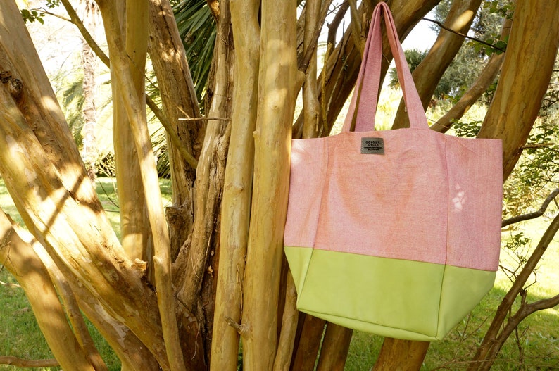 Tote Bag 'Pink Mint' Leather Large image 3