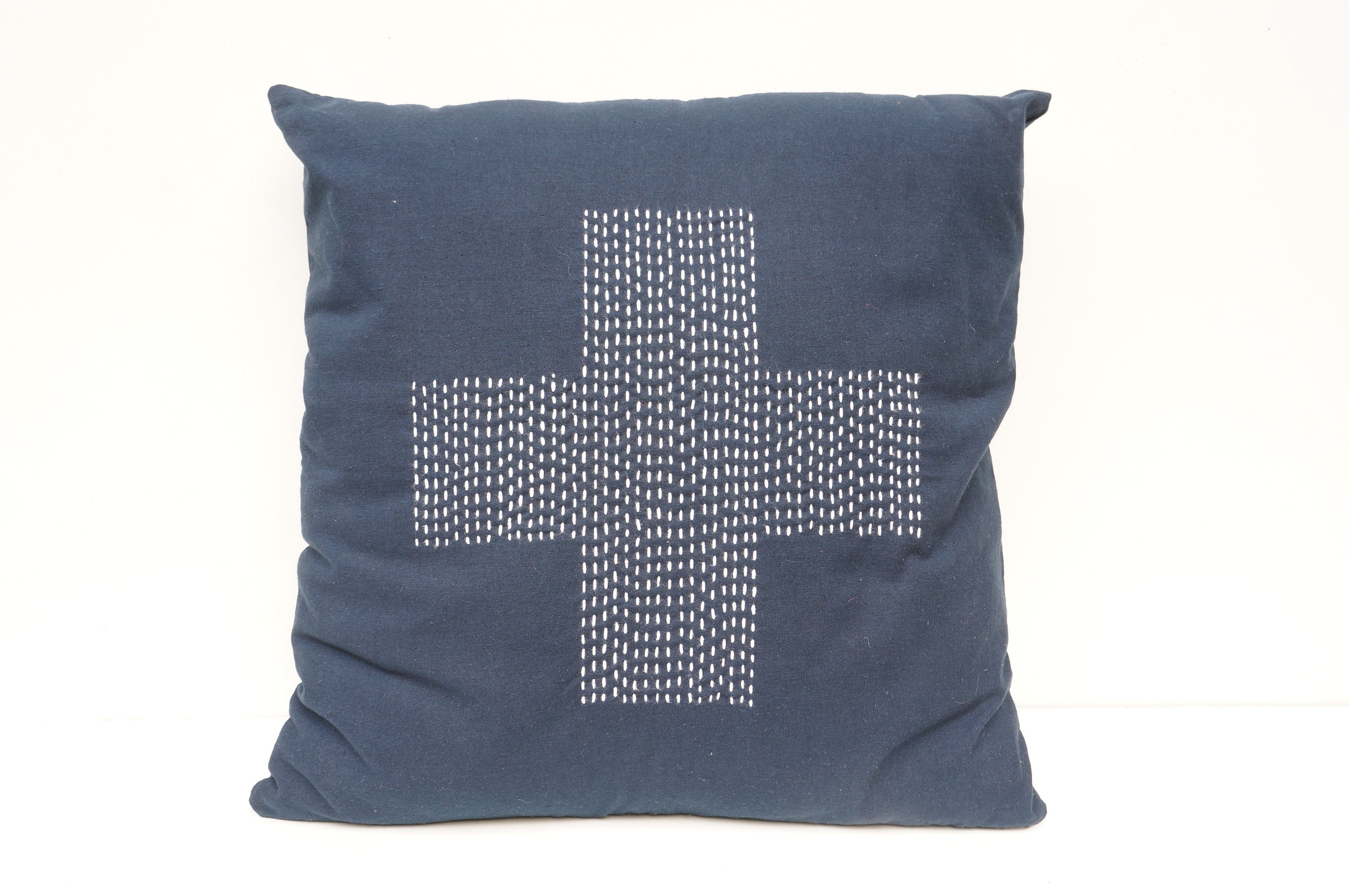 Blau bestickt Kissen Indigo japanische Hand-Stickerei Sashiko