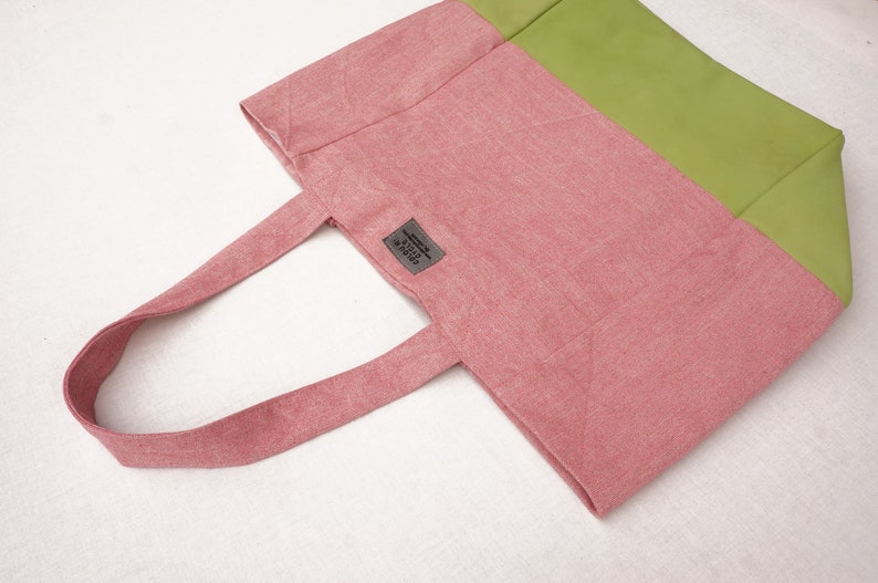 Tote Bag 'Pink Mint' Leather Large image 7