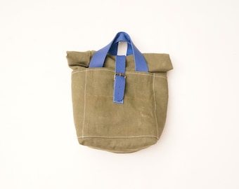 Canvas & Leder Rucksack Blau - upcycled