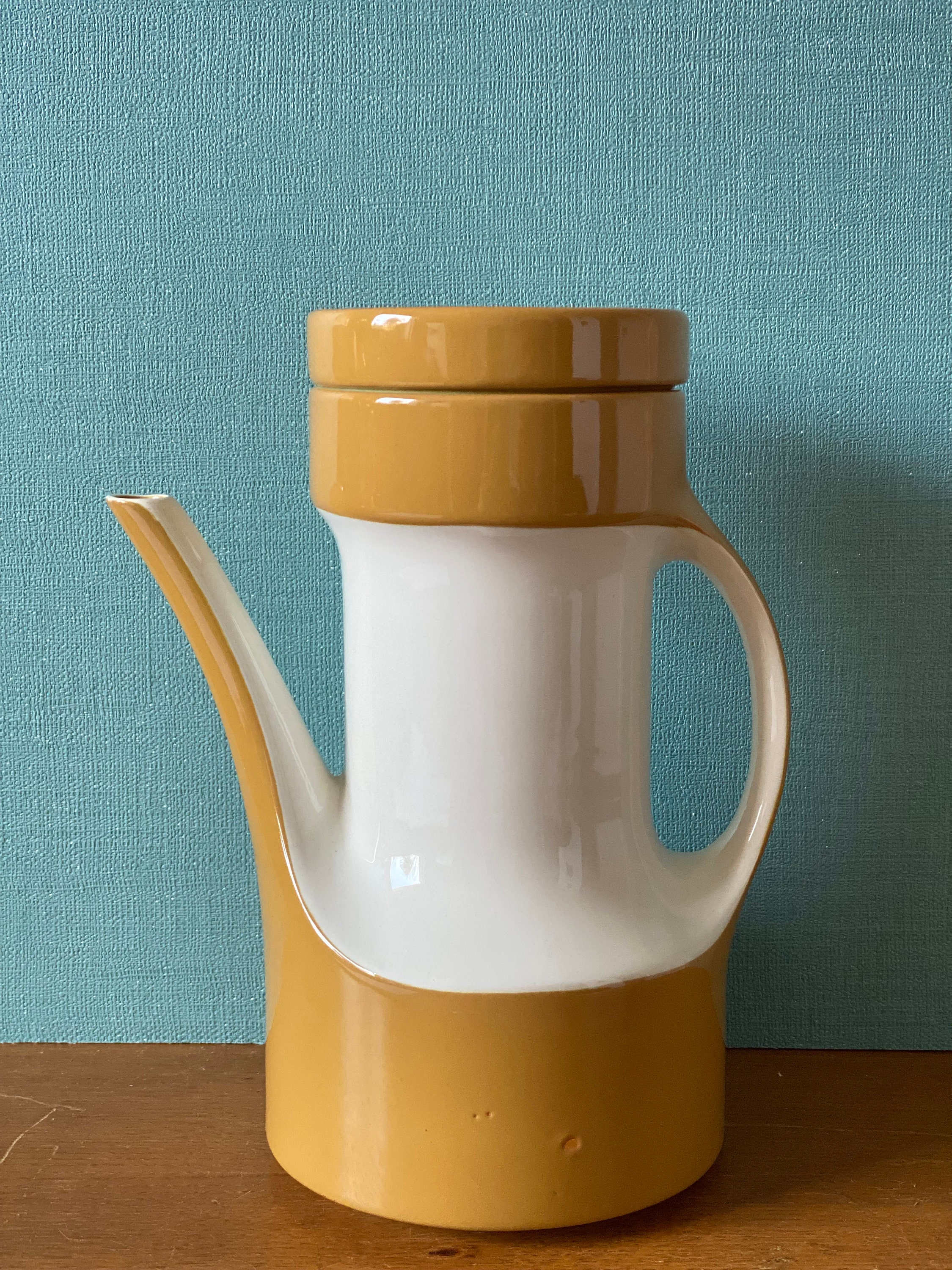 Théière Riccardo Schweizer, Théière , Vintage, Cafetière Pagnossin Ceramica, Blanche et Marron