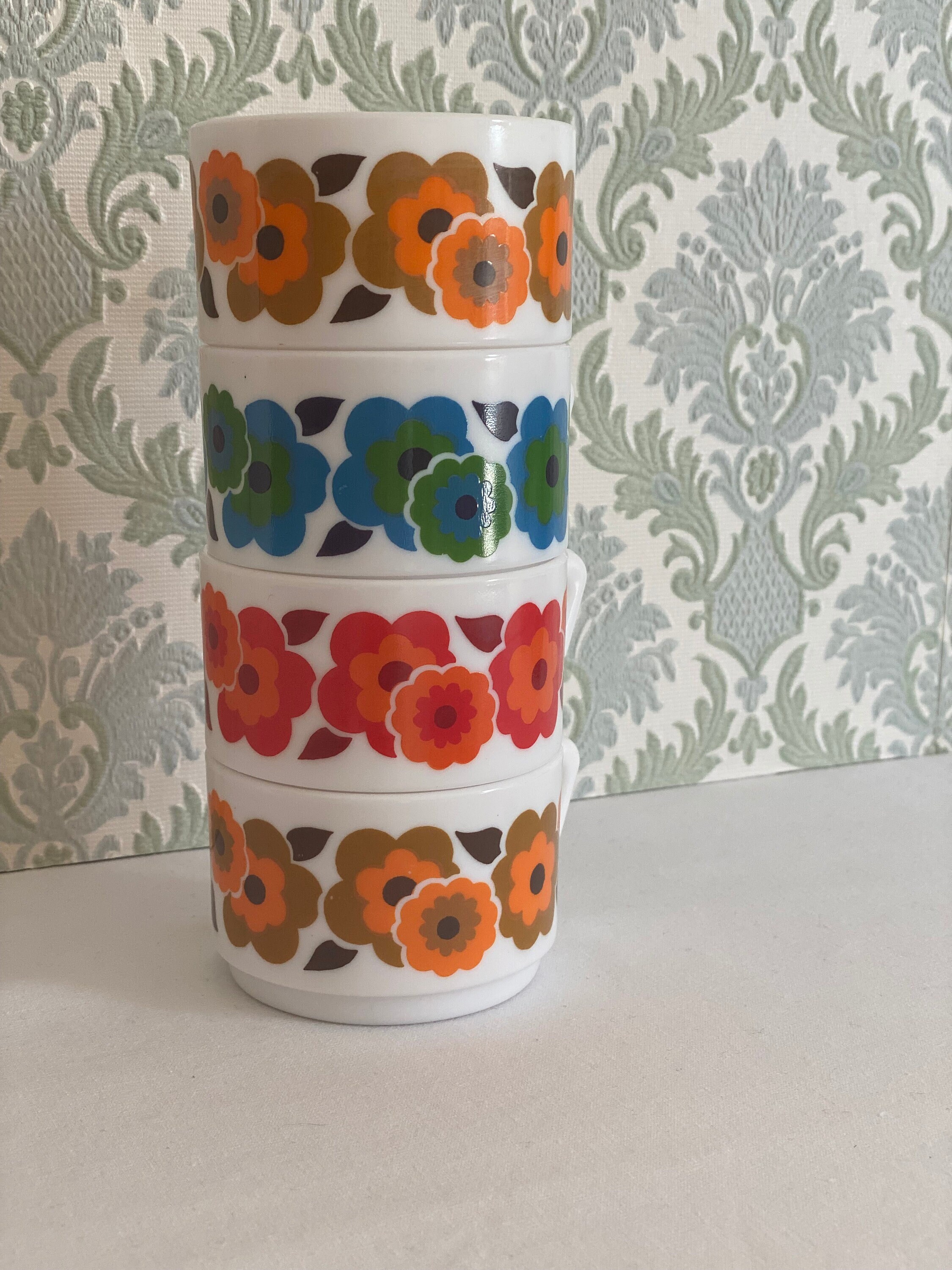 Tasses Arcopal 4 Coloris, Tasse Vintage, Tasses à Fleur, Arcopal, Tasses Lotus Vintage