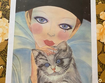 Pierrot and his cat poster, Poster signed Valérie, AR production