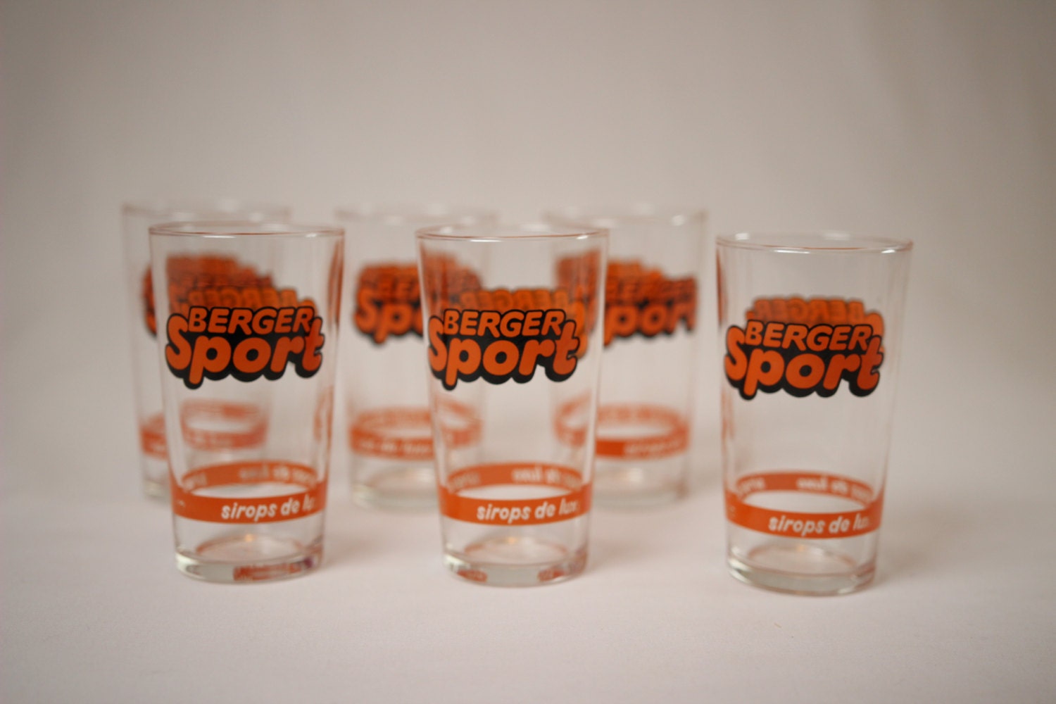 Verres Berger Sport, Lot de 6 Verres Vintage, Grand Orange
