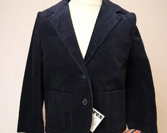 Jacket navy blue velvet, vintage clothing from new old stock, vintage jacket size 6, Made in France