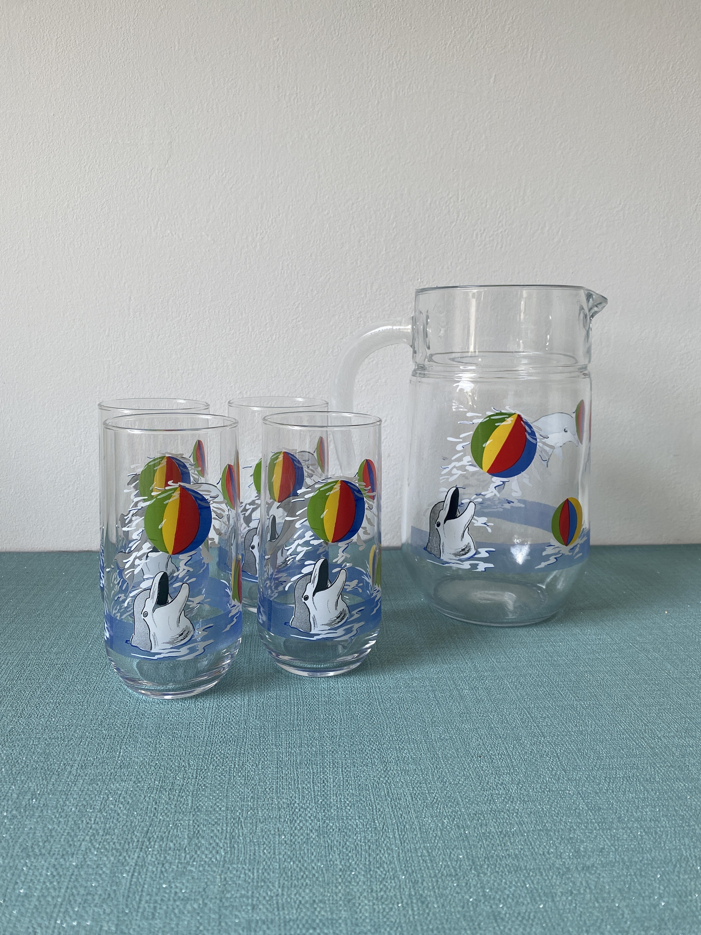 Pichet en verre vert années 70