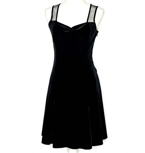 Black Mesh and Velvet Skater Dress