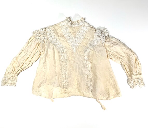 Antique Victorian Edwardian Silk Cream Blouse