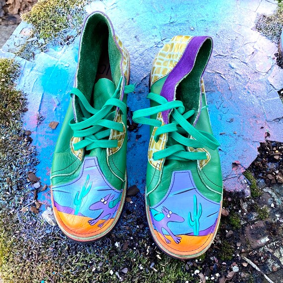 Vintage Handpainted Leather Oxford Shoes