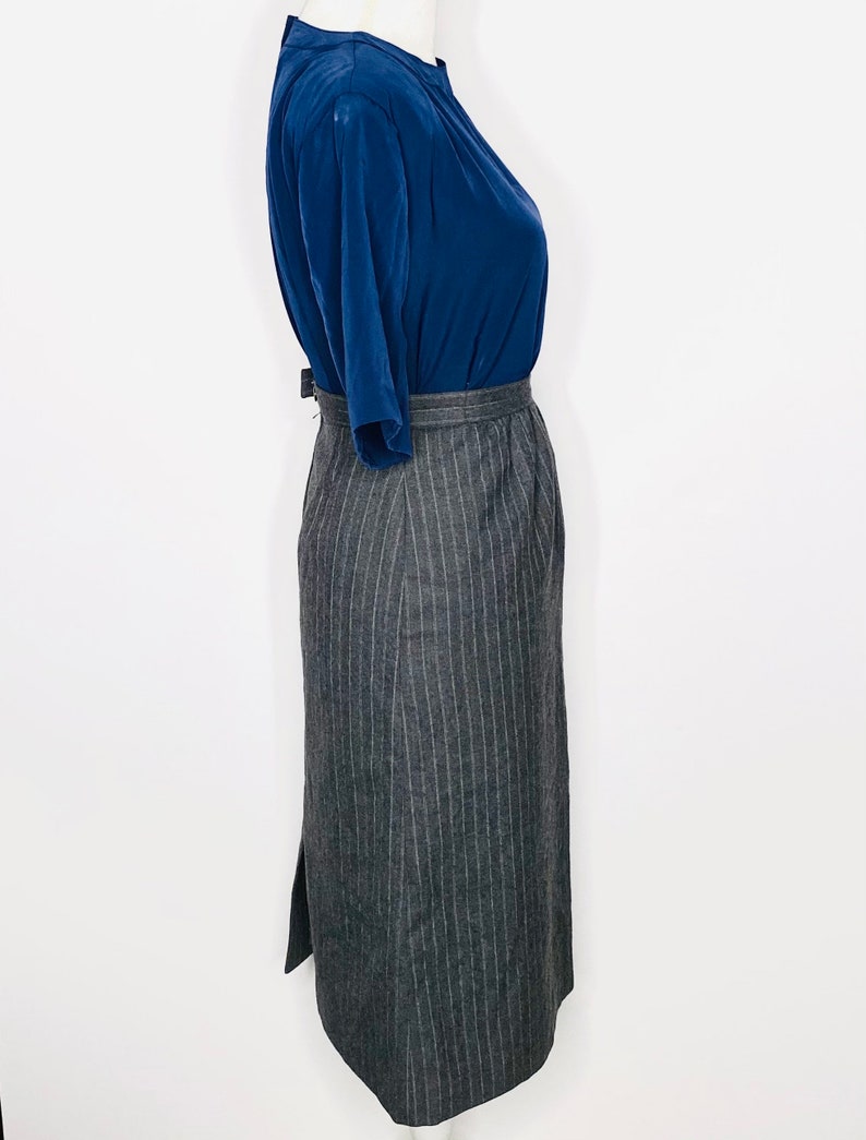 Vintage Navy Blouse with Shoulder Pads