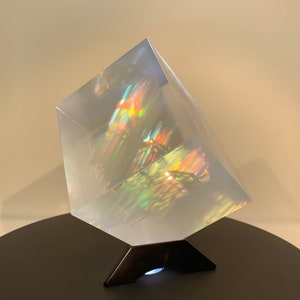 Aurora Dichroic Glass Sculpture Cube