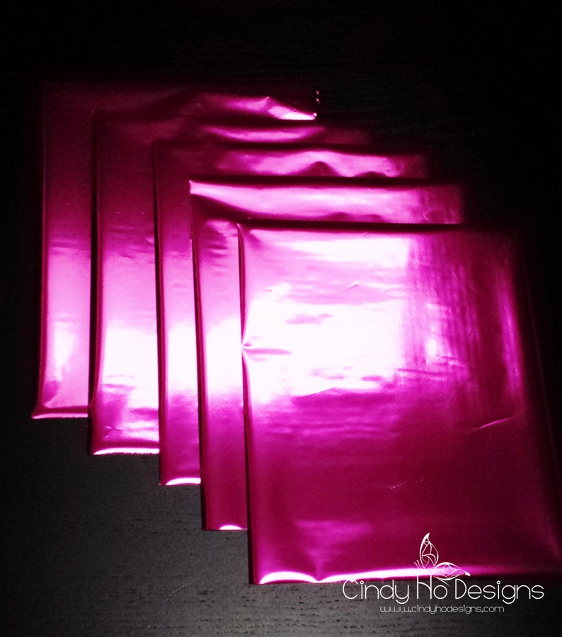 5 Sheets Hot Pink / Fuchsia Heat Toner Laser Foil 8 x 10 inches Transfer, Reactive Foil, Fusing Foil, Foiling, Laser Foil, Minc image 1