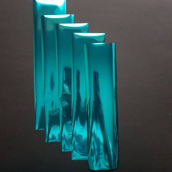 Brillante turquesa azul calor tóner láser foil - 5 hojas - 2 x 8 pulgadas - transferencia de tóner, lámina reactiva, fusión, lámina, lámina láser, Minc
