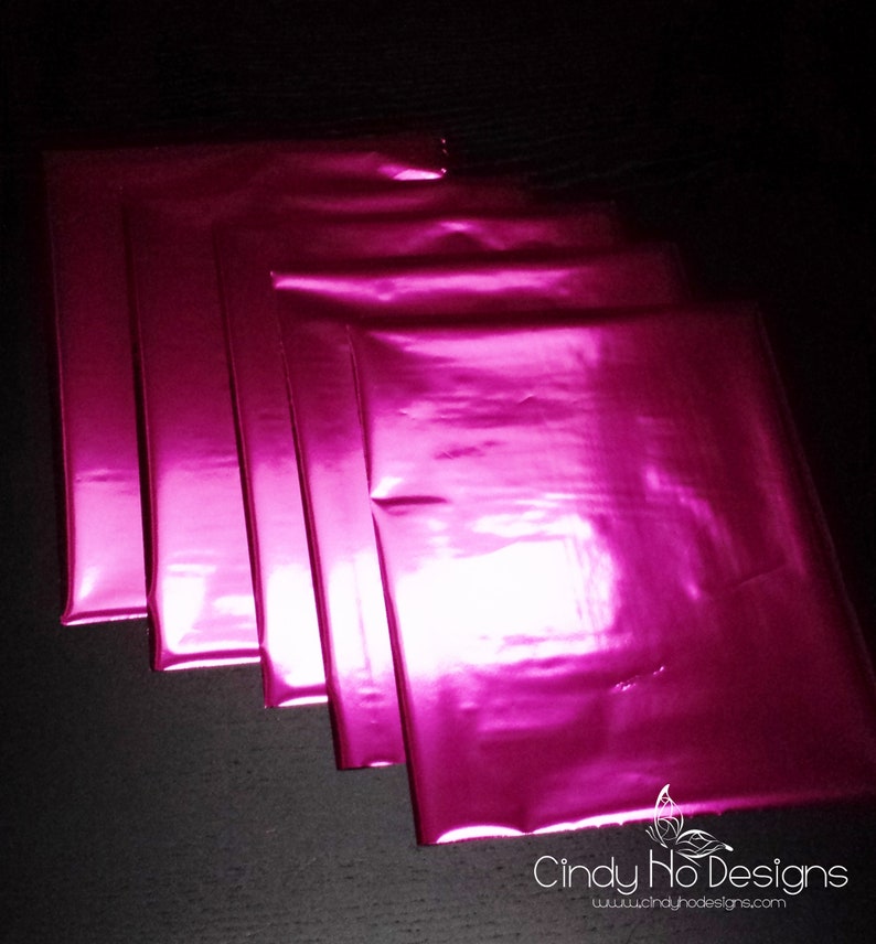 5 Sheets Hot Pink / Fuchsia Heat Toner Laser Foil 8 x 10 inches Transfer, Reactive Foil, Fusing Foil, Foiling, Laser Foil, Minc image 2