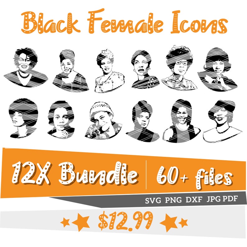 Download Black Female Icons SVG Bundle Black History 365 Black | Etsy