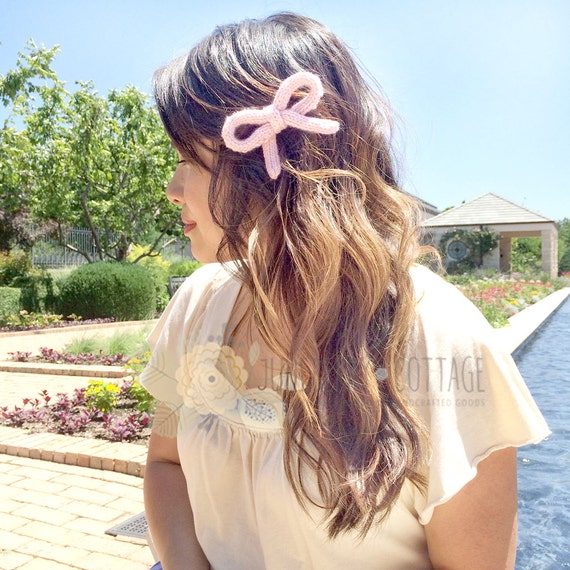Knitted Bow Hair Clip Cute Hair Clip Photo Ops Girl S Etsy