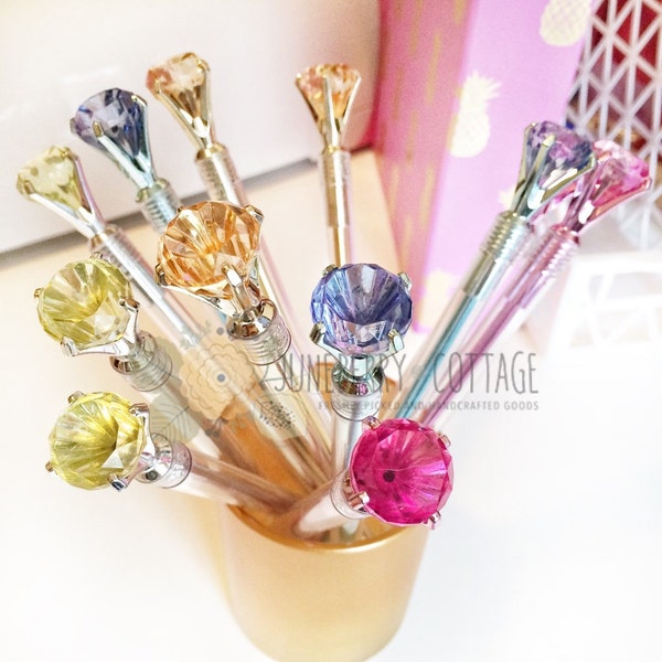 Gem Pen - Kawaii Pen, Cute Pen, Jewel Pen, Planner Supplies, Super Cute, School Supplies, Crystal Pen, Pearl, Shine Bright, Diamond, Sparkle