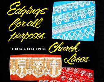 Vintage Crochet 1950s Crochet Patrones de bordes Filet Crochet Church Edging PDF DESCARGA DIGITAL Alterar bordes de patrón de encaje para todos los propósitos