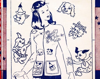 Transferencias raras de la década de 1940 en PDF DESCARGAR 903 Transferencias de bordado de gatos y perros bailando swing de Hep Cats Diseños de bordado digital