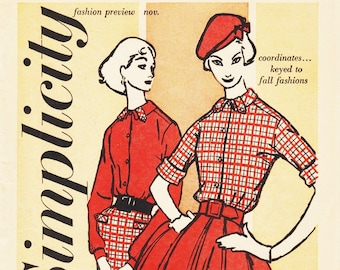 eBook Simplicity Noviembre 1957 Catálogo de patrones 8 páginas PDF Descarga digital Patrones de la década de 1950 Patrones de costura Patrones vintage Costura Ephemera