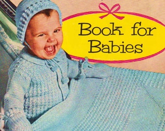 Folleto de ganchillo vintage tejido para bebés 50s patrones de punto PDF DESCARGA DIGITAL Libro para bebés Patrón de manta de bebé Patrón de canastilla
