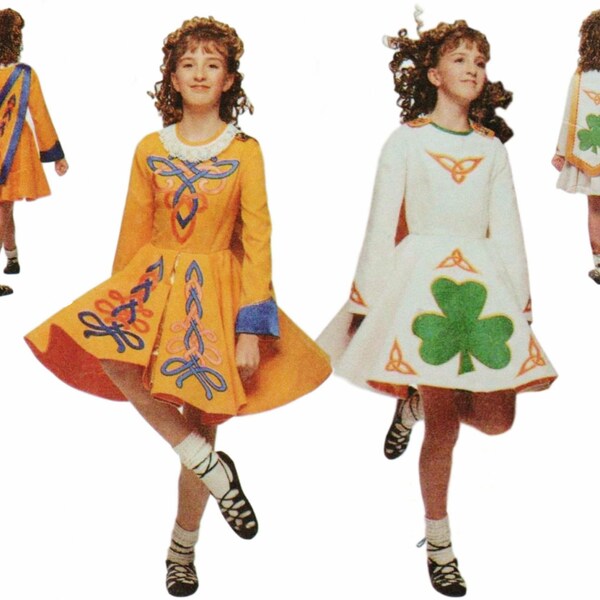 Irish Dance robe filles danse Costume motif rivière danse robe simplicité 9131 buste 26-32