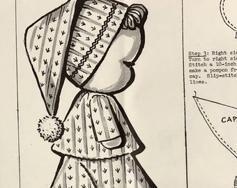 Patrón de pijama para muñeca de 30 cm, diseño vintage de pedido por correo 2392, sin cortar