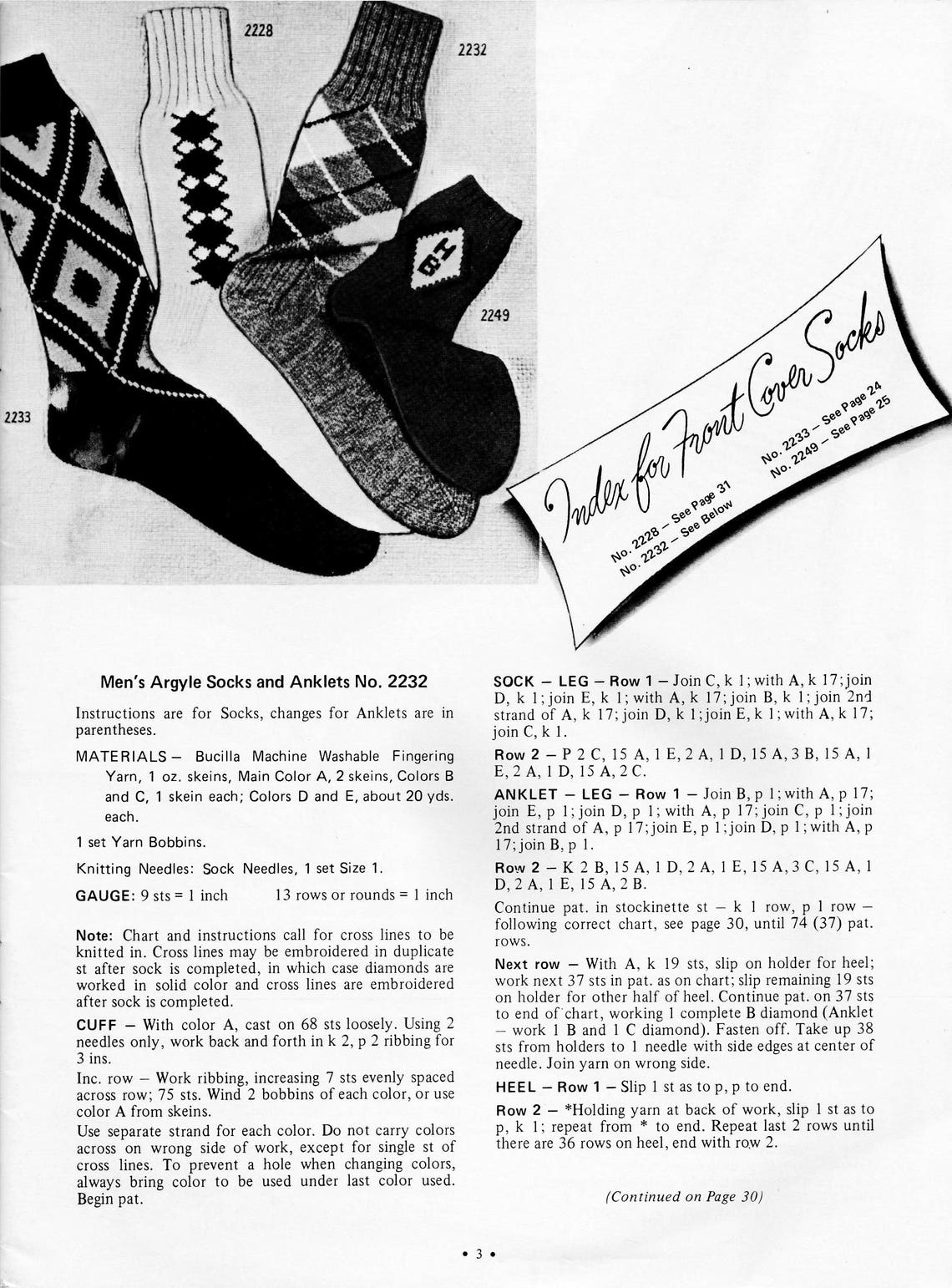 Vintage Socks Knitting Patterns PDF INSTANT DOWNLOAD Argyle Etsy