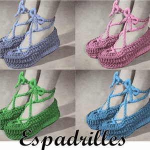 Crochet Espadrille Pattern PDF TÉLÉCHARGEMENT INSTANTANÉ Crochet Chaussons Crochet Shoe Pattern vintage Crochet Pattern Womens Shoes vintage Shoes