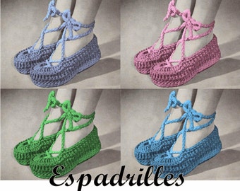 Crochet Espadrille Pattern PDF INSTANT DOWNLOAD Crochet Slippers Crochet Shoe Pattern Vintage Crochet Pattern Womens Shoes Vintage Shoes