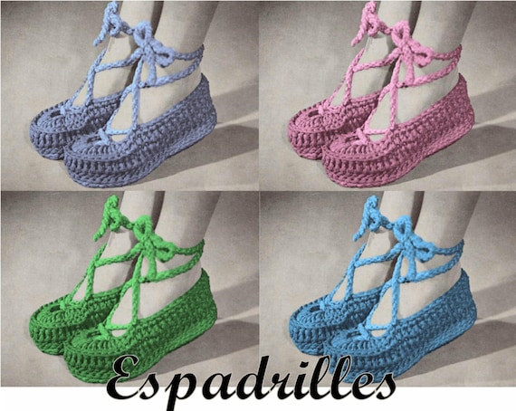 Crochet Espadrille Pattern PDF INSTANT DOWNLOAD Crochet Slippers Crochet Shoe Pattern Vintage Crochet Pattern Womens Shoes Vintage Shoes