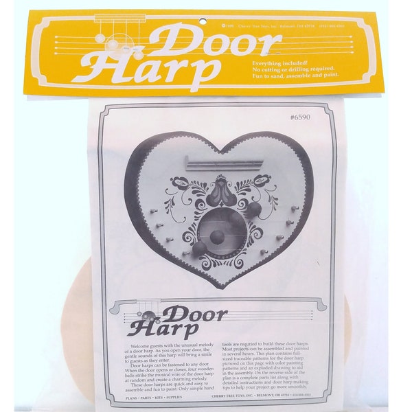 Heart Shape Door Harp Kit Tole Painting Kit Wood Craft Kit Wood Painting Craft Kit Door Chime House Warming Gift Wedding Gift Wood Working