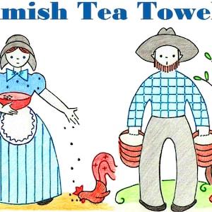Amish Tea Towels Day Of The Week Flour Sack Towels PDF DOWNLOAD Pennsylvania Dutch Farm Tea Towels Vintage Embroidery Pattern Kitchen Towels