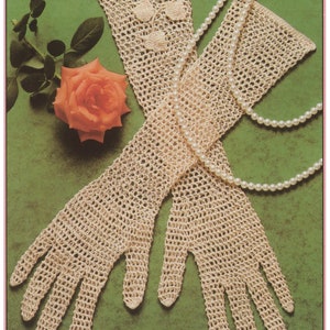 Crochet Gloves Pattern Long Gloves Pattern Formal Gloves Wedding Gloves PDF INSTANT DOWNLOAD Ladies Gloves Crochet Pattern Vintage Gloves image 3