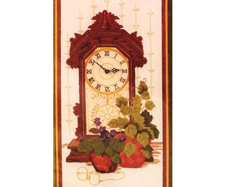 Crewel Embroidery Clock Kit Sunset Stitchery A Image 0