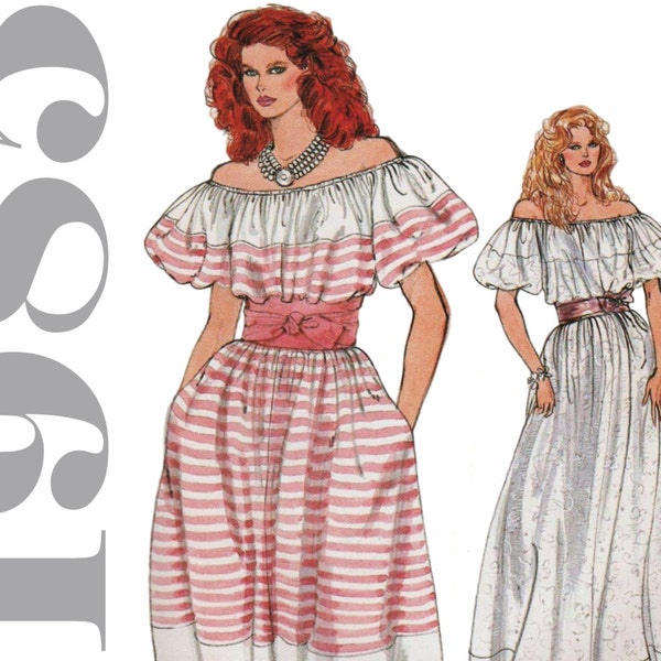 Off Shoulder jurk boer jurk HEEL GEMAKKELIJK VOGUE 8980 b 31,5-34" Onbesneden jaren 1980 Bruidsmeisjesjurk, bruidsmeisje jurk Boho jurk patroon lange jurk