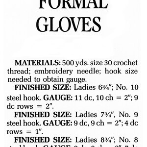Crochet Gloves Pattern Long Gloves Pattern Formal Gloves Wedding Gloves PDF INSTANT DOWNLOAD Ladies Gloves Crochet Pattern Vintage Gloves image 2