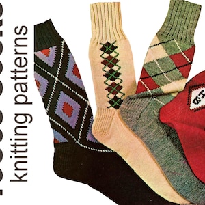 Chaussettes vintage Modèles de tricot PDF TÉLÉCHARGEMENT INSTANTANÉ Motif de chaussette Argyle Chaussettes rétro Chaussettes monogrammées Chaussettes pour femmes Chaussettes pour hommes Chaussettes pour enfants