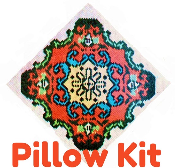 Needlepoint Pillow Kit Vintage Needlepoint Kit Suzani Pillow Etsy