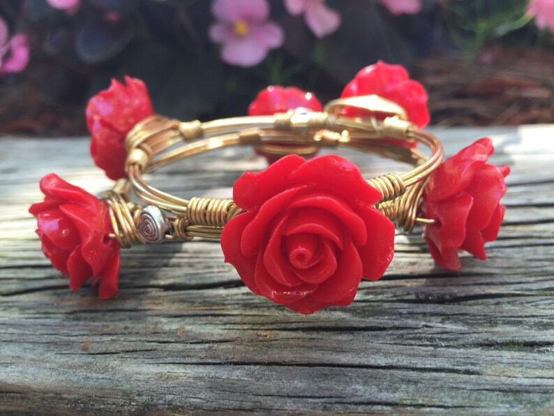 Rose bangle bracelet Etsy