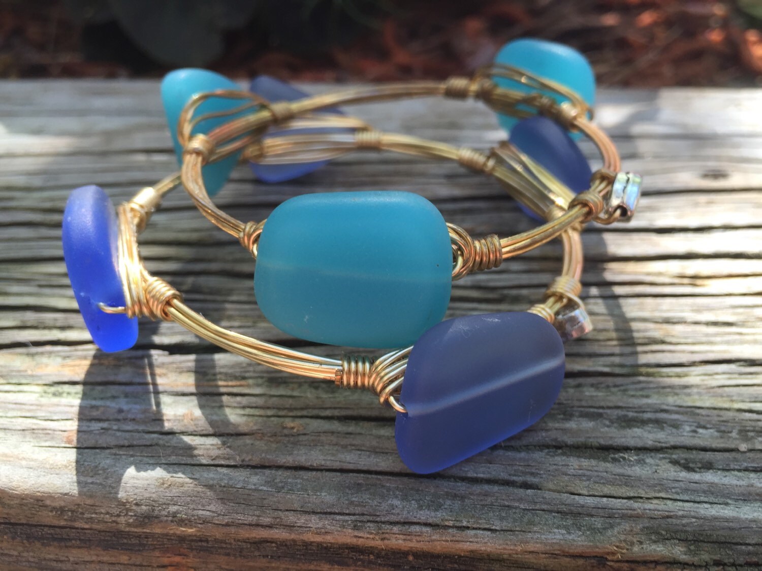 Sea glass bangle bracelet multiple colors a available | Etsy