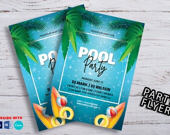 Pool Party Flyer Etsy