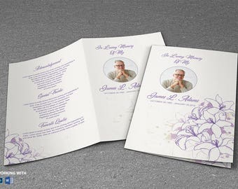 INSTANT DOWNLOAD Watercolor Funeral Program Template Funeral Memorial Program Template Photoshop & MS Word Template