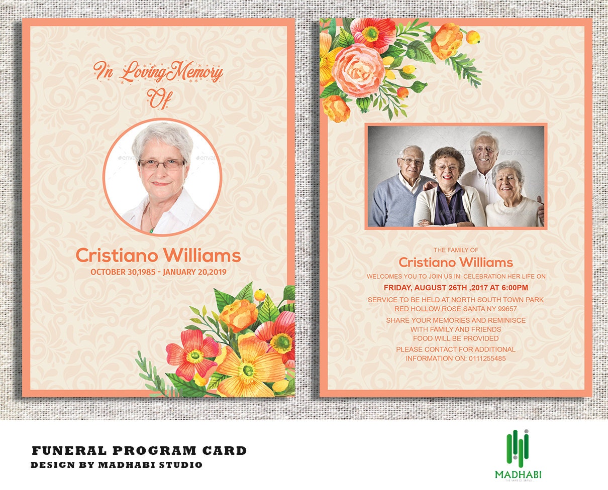 Funeral Invitation or Announcement Card 5x7 Funeral Card Etsy