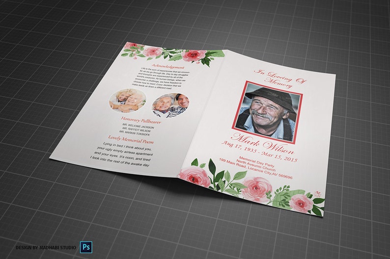 Elegant Funeral Program Template Editable Funeral Program Celebration of Life Funeral Program Word Temmplate image 4