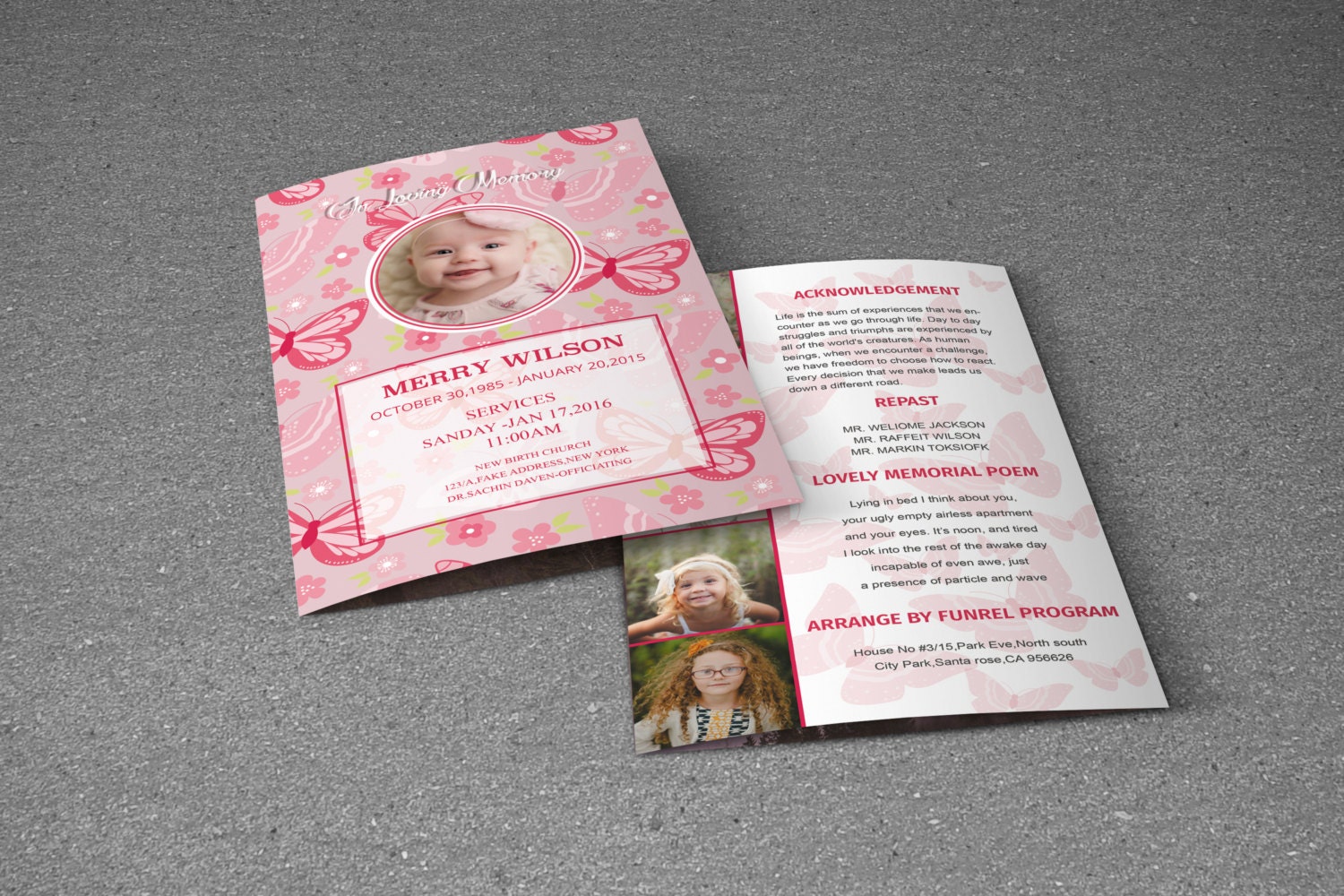 CHILD Funeral Program Template in Loving Memory of Funeral - Etsy