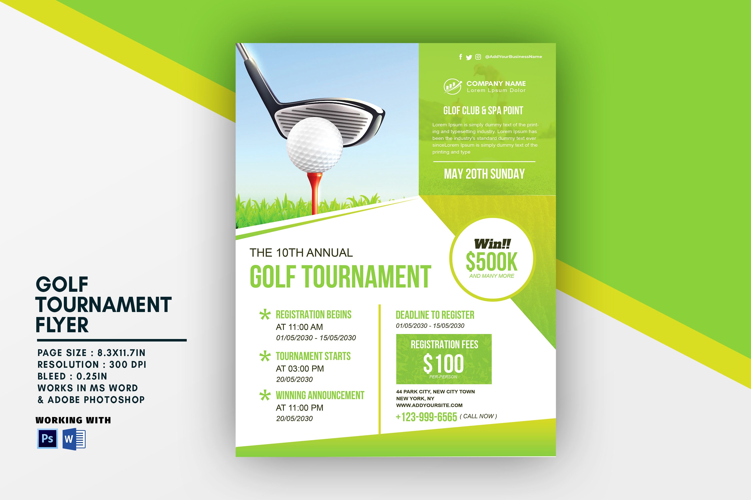 Folleto de torneo de golf imprimible / Plantilla de folleto de - Etsy España