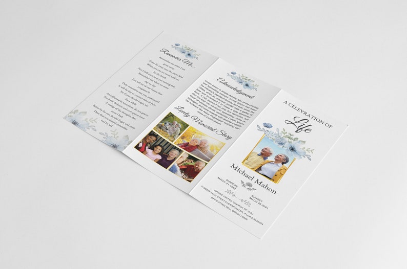 Printable Trifold Funeral Program Template Elegant Trifold in Etsy