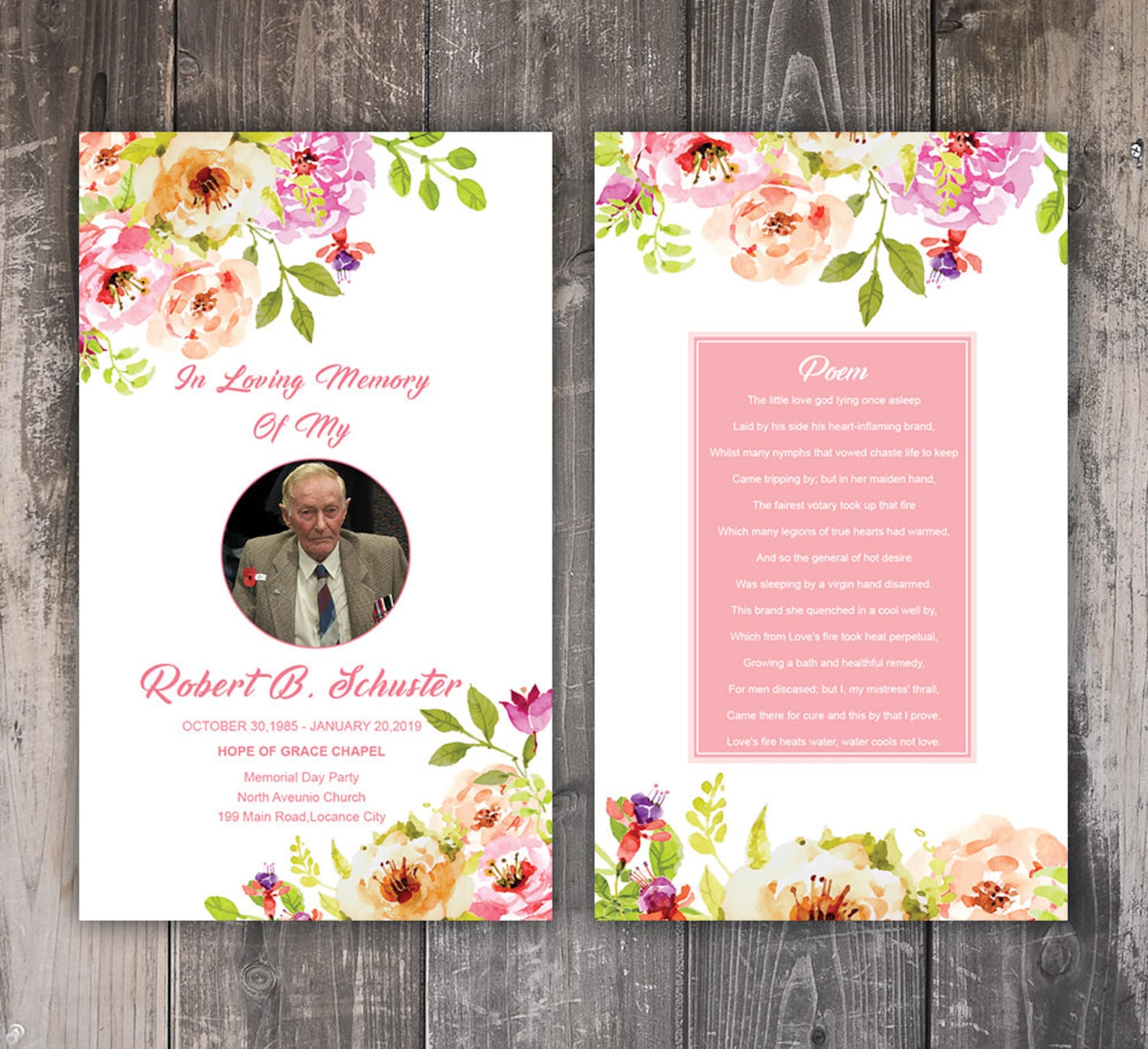 Funeral Prayer Card Template Editable MS Word & Photoshop | Etsy